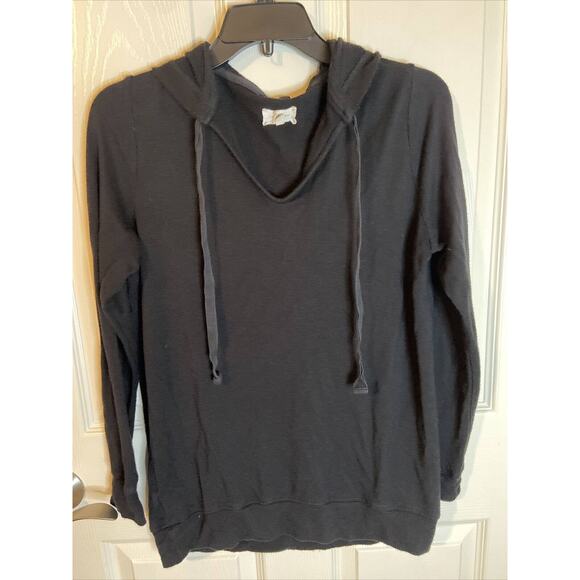 Lou & Grey Tops - Lou & Grey LOFT Women's Black V Neck Pullover Soft Hoodie XS